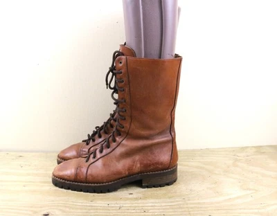 BOTAS JOAN DAVID 11.5 Cuero Marrón Combate Zapatos de Equitación Italia De Colección Foto 1 de 4