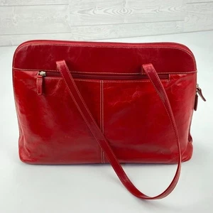 Large Buxton Euro Tote Red Leather Laptop Accessories Shoulder Bag * Briefcase - Picture 1 of 8