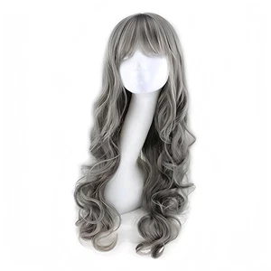 Gray Wig Long Curly Gray Wigs with Bangs Grandma Grey Wigs for Women Daily Party - Foto 1 di 12