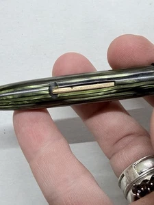 Vtg Sheaffers Feather Touch Celluloid Fountain Pen Flaw Read Green Celluloid - Picture 1 of 9