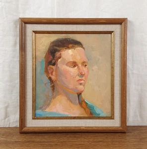 Ritratto ad olio di donna in verde, dipinto originale con cornice, artista Khatulevska - Foto 1 di 9