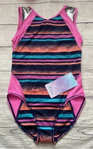 NWT Ivivva By Lululemon Chalk It To Me Bodysuit SZ 14 CLKM/BLK/PPIL - Picture 1 of 4