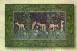 Pine Meadow Wall Quilt Pattern Deer Herd Primitive Folk Art Nature Wilderness - Picture 1 of 3
