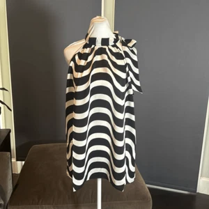 Women’s Black & White Halter Neck Casual Loose Top Blouse Side Bow Tie Size 3XL - Picture 1 of 10