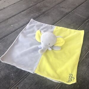 Okie Dokie Security Blanket Lovey Gray Yellow Elephant SATIN 