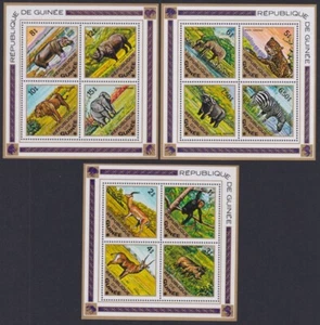 F-EX49009 GUINEA MNH 1975 MNH HYPPO LEÓN ELEFANTE RINOCERONTE PERFECTO JUEGO. - Imagen 1 de 1