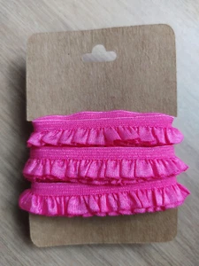 2M - 10mm Hot Pink Pleated Stretch Lace Trim Ribbon Ruffled Elastic Band Dolls - Picture 1 of 6