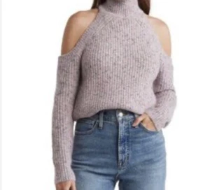 ASTR the Label Lilac Pale Purple Cold Shoulder Turtleneck Sweater Size XL Chunky - Picture 1 of 7