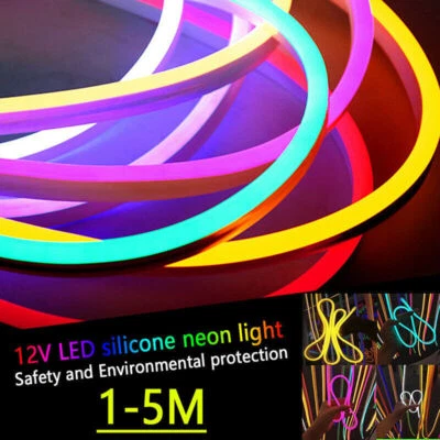 12V LED Strip Lights Flexible Silicone Neon Rope Waterproof Outdoor Lighting - Image 1 of 4