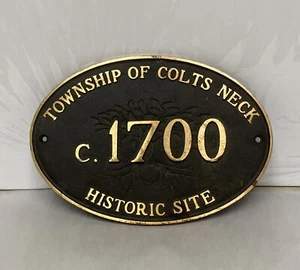 CUELLO DE POTROS Atlantic Township NUEVA JERSEY Placa de Bronce Latón c.1700 SITIO HISTÓRICO - Imagen 1 de 12