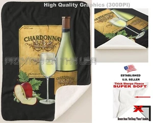 Weinliebhaber Chardonnayflasche Lebensmittelpaarung schwarz Sherpa Vlies Überwurfdecke - Bild 1 von 6