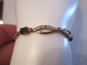 STERLING SILVER TENNIS BRACELET - BLACK CRYSTALS? - DL - LOT A - TUB SC-6 - Picture 1 of 5