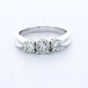 0.96CTW NATURAL DIAMONDS I/SI2 ROUND CUT 14K WHITE GOLD VINTAGE ENGAGEMENT RING - Picture 1 of 8