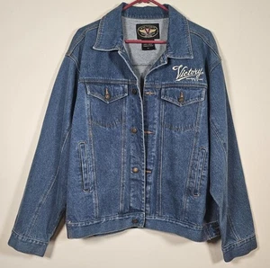 Vintage Victory Motorcycles Denim Jacket Size XL See Description USA Flag - Bild 1 von 12