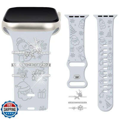 Watbro Navidad Grabado Banda y Anillos Decorativos Lazos Compatible con App Foto 1 de 4