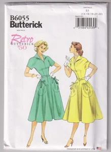 6055 BUTTERICK Retro '50 - DRESS w Circular Pockets - Sz 14/16/18/20/22 - Picture 1 of 2