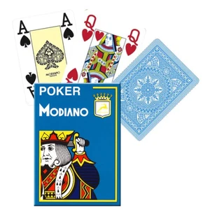 Modiano Poker Playing Cards Deck Light Blue 4 Jumbo Large Index Plastic NEW - Picture 1 of 4