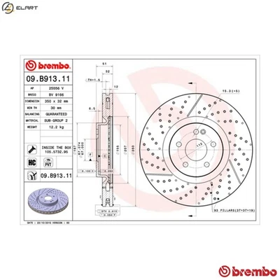 2x BRAKE DISC 09.B913.11 FOR MERCEDES-BENZ GLA-CLASS/SUV M 133.980 2.0L 4cyl - Image 1 of 4