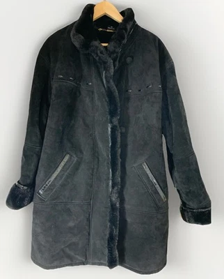 Abrigo Gallery de Cuero de Oveja Genuino para Mujer Talla M Negro Gamuza Forrado de Piel Nuevo con Etiquetas Foto 1 de 4