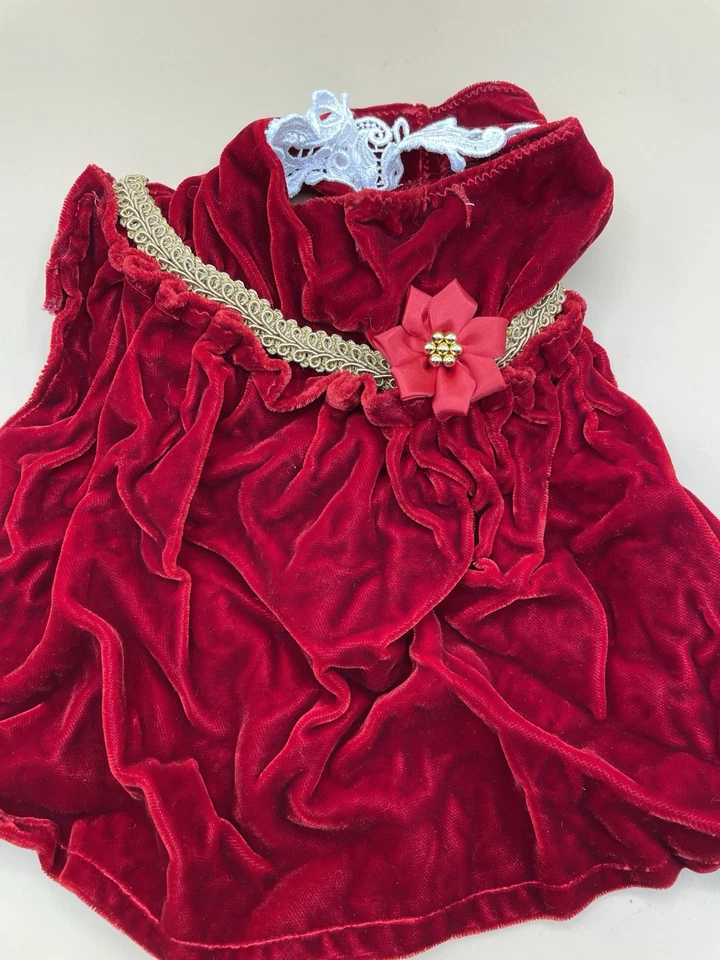Red Velvet Fancy Dog Christmas Holiday Dress Small - Image 1 of 4