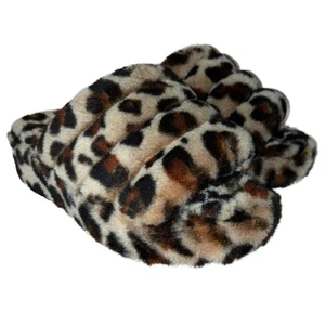 UGG Fluff Yeah Leopardenmuster Plüsch gemütliche Lounge Sandale Hausschuhe Damengröße 5 - Bild 1 von 9