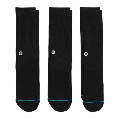 Calcetines Stance Icon de algodón de color liso para hombre, negros - PACK DE 3 Foto 1 de 2