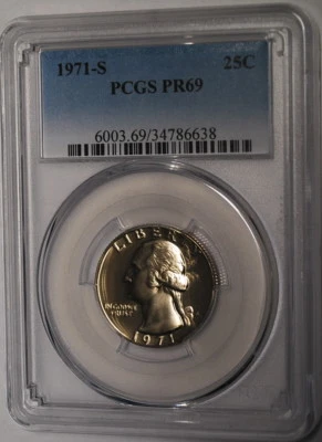 (E1) *** 1971 - S  PR 69 PCGS Washington Quarter *** - Image 1 of 2