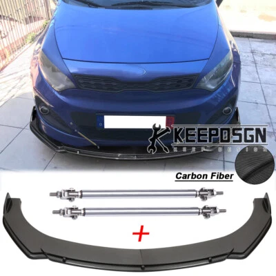 For Kia Rio Rio5 Sedan Hatchback Front Bumper Lip Splitter Spoiler CARBON FIBER - Image 1 of 4