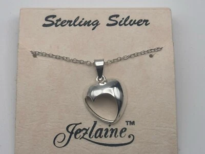 MSRP $36 Novo Com Defeitos Jezlaine Colar de Coração de Prata Esterlina Corrente de 18 Polegadas - Imagem 1 de 4