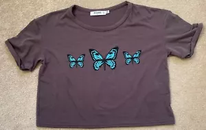 Ladies butterfly cropped t-shirt - Picture 1 of 1