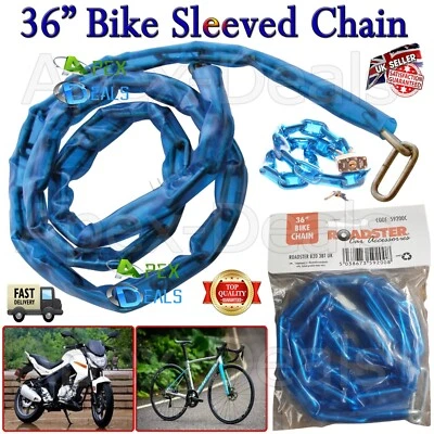 Heavy Duty 91cm Link Chain Sleeved Lock For Motorbike Bike Cycle Security Safety - Image 1 of 4