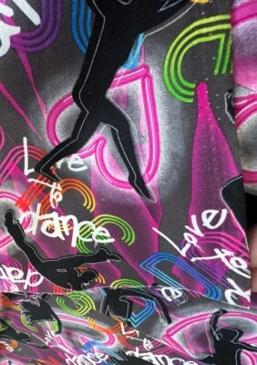 Maria Kalinowski  Luv to Dance Fabric "Neon Hearts"-Kanvas Studios 17”x 44”piece - Image 1 of 4