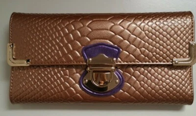 Damen Portmonee Geldbörse Geld Etui Schwarz Türkis Cognac Lack Börse Kunstleder - Bild 1 von 4