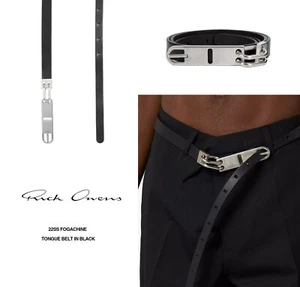 Nuevo En Caja RICK OWENS 22SS FOGACHINE CINTURÓN LENGÜETA EN NEGRO SPALLA LUX - Imagen 1 de 21