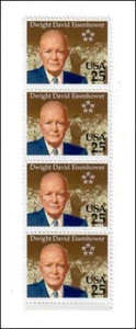 Juego de 4 estampillas de 25 centavos de Estados Unidos de Dwight David Eisenhower 1990 USPS #T578 - Imagen 1 de 2
