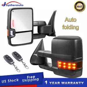 Power Fold Tow Mirrors LED turn signal For 07-13 Chevy Silverado GMC Sierra 1500 - Foto 1 di 12