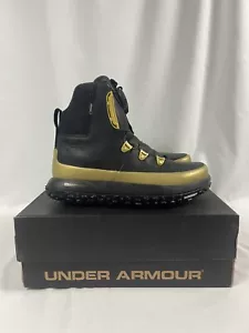Under Armour Boots Fat Tire Govie BOA Black Gold GORETEX 3020935-001 Mens Sz 9 - Picture 1 of 11