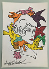 ANDY WARHOL HAND SIGNED. 'HAND, FACE AND BIRDS'. WATERCOLOR ON PAPER. POP ART