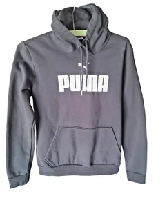 Puma Hoodie Mens Small Black Jumper Hooded Pullover Graphic Logo Size S - Picture 1 of 11