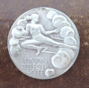 FRANCE-c1950 -ELECTRIC POWER PLANT-SILVER by HENRI DROPSY RARE - Picture 1 of 2