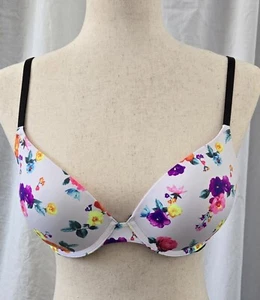 Victoria's Secret/PINK Wear Everywhere Padded Push-Up Bra White Floral 32DD 2017 - Picture 1 of 12