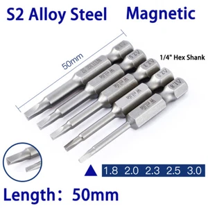 5Pcs Magnetic Triangle Head Screwdriver Bits S2 Steel 1/4" Hex Shank 50mm Long - Picture 1 of 7