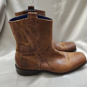 Mark Nason Rock Never Dies Mens Size 10.5 Boots 67391 Brown Cross Studded Italy - Picture 1 of 19