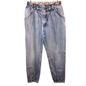 Vintage Lee Women Size 25x27 Light Wash Paperbag High Waist Pleated Denim Jeans - Picture 1 of 10