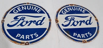 Ford Genuine Parts Porcelain Enamel Sign 12 x 12 Inches 1 Sided - Image 1 of 4
