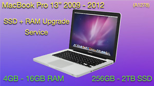 MacBook Pro 13"  SSD/ RAM Upgrade Service (2009 - 2012)