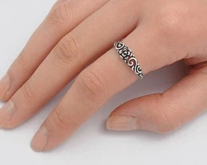 Plumeria Ring Genuine Sterling Silver 925 Plain Jewelry Face Height 5 mm Size 10 - Picture 1 of 2