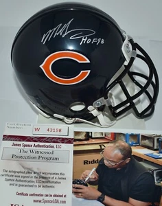 MIKE SINGLETARY SIGNED CUSTOM FACE MASK VSR4 MINI HELMET CHICAGO BEARS HOF JSA - Picture 1 of 8
