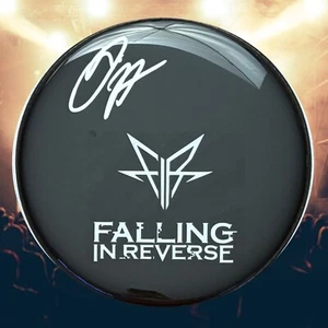 Batería GFA Falling in Reverse Band * LUKE HOLLAND * Firmado 10" Drumhead Certificado de Autenticidad - Imagen 1 de 3