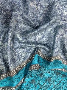 100% Pure Silk Saree | Recycled Indian Sari Fabric | Craft Dress Material SS1709 - Picture 1 of 10